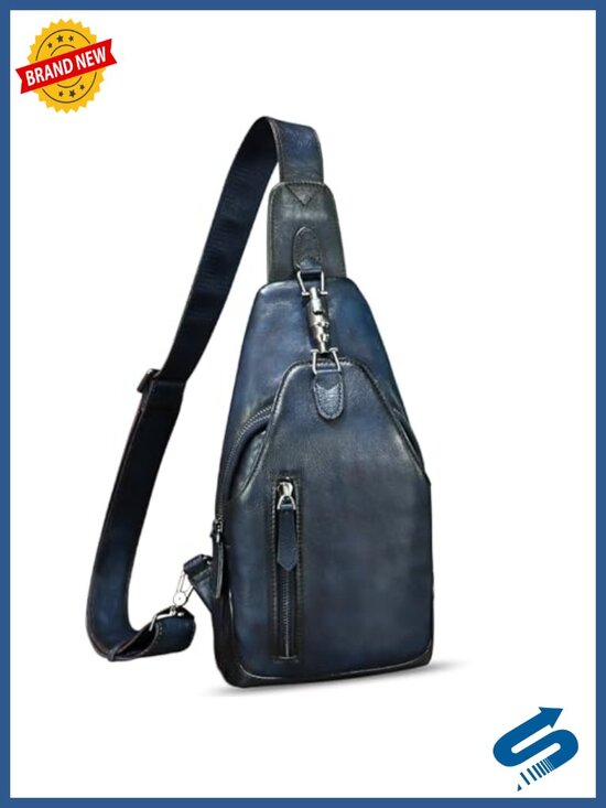 Genuine Leather Sling Bag Vintage Handmade Backpack Crossbody Chest Purse